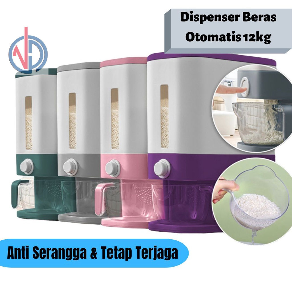 Jual DISPENSER BERAS 10L 12L RICE BOX TEMPAT PENYIMPANAN BERAS OTOMATIS ...