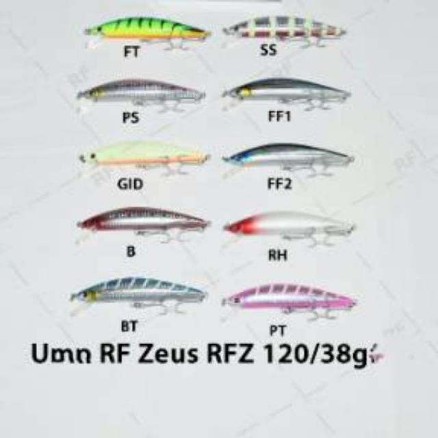 umpan pancing lure rf zeus 38g 120mm lure ikan predator