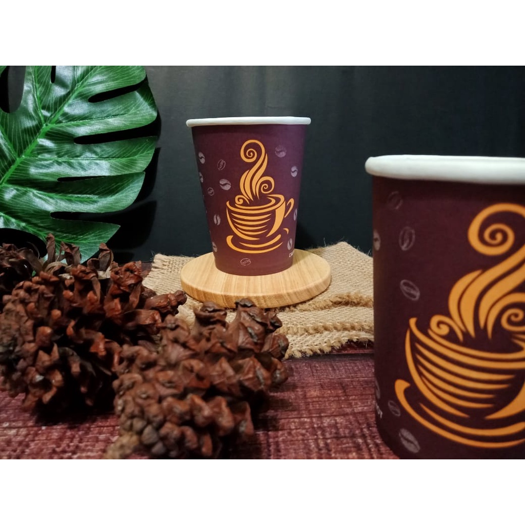 PAPER CUP 8OZ / GELAS KERTAS MOTIF KOPI CUP COFFE ISI 50 PCS