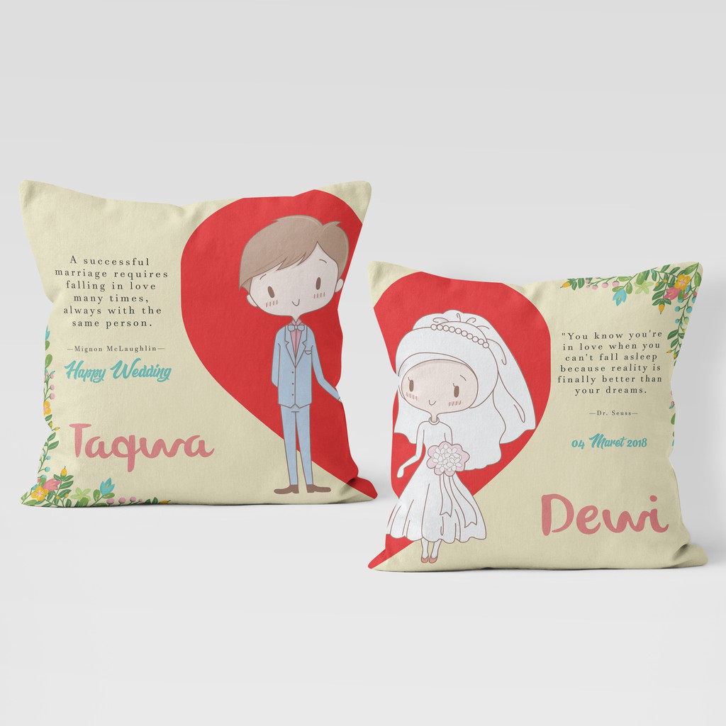  Bantal  Custom  Pernikahan Mewah Couple Series Shopee 