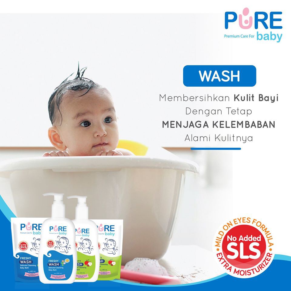 Pure Baby Wash 450 ml (REFILL) / Sabun &amp; Shampoo 2in1 untuk Kulit Bayi Sensitif / Pure BB