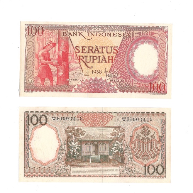 Uang kuno Indonesia 100 Rupiah 1958 Seri Pekerja Tangan I Extra Fine-UNC