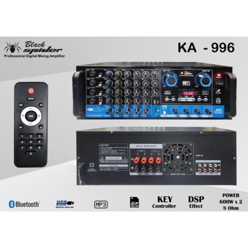 Power Amplifier Karaoke Blackspider KA 996 Bluetooth Usb KA996