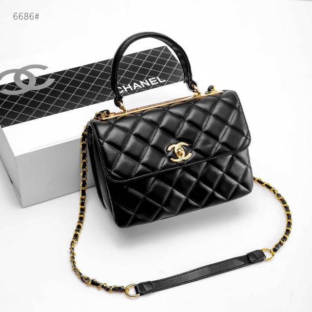 TOP BAG CHANEL TRENDY CC TOP HANDLE LAMBSKIN BAG WITH MAGNETIC CLOSURE BOX 6686*