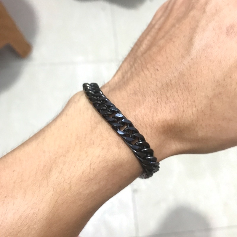 [COD]GELANG TITANIUM RANTAI BAJA BLACK PRIA MACHO