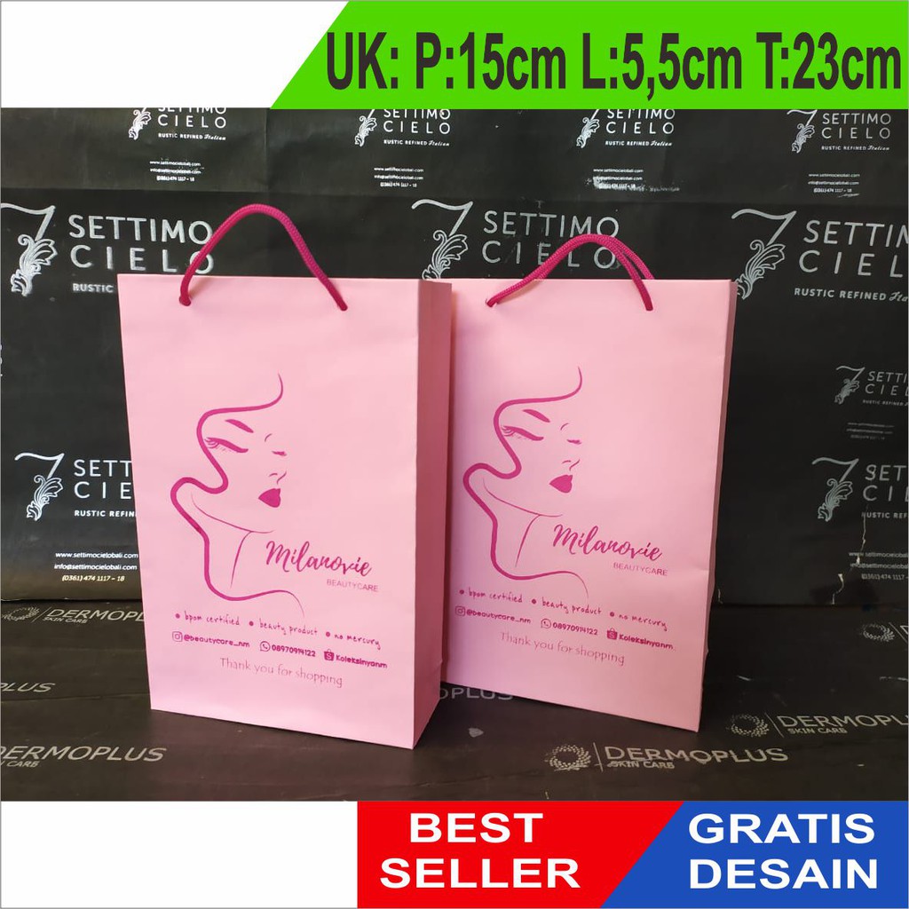 

paper bag skincare warna P15 L 5 T23 sablon toko murah kertas BC paperbag murah