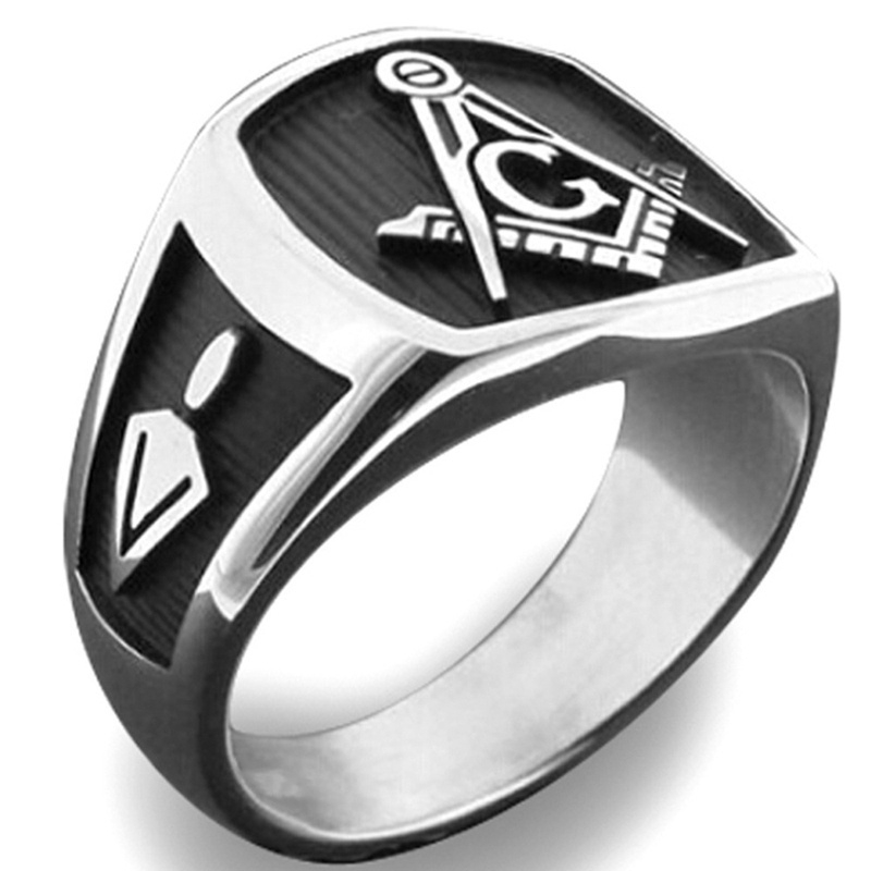 [X C Perhiasan] Hip Hop Rock Retro Pria Fashion Cincin Masonic Pesta Perhiasan Aksesoris