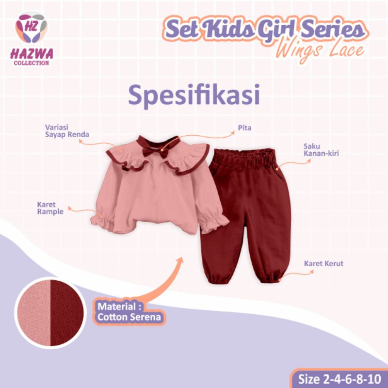 SET KIDS GIRL SERIES WINGS LACE BY HAZWA COLLECTION