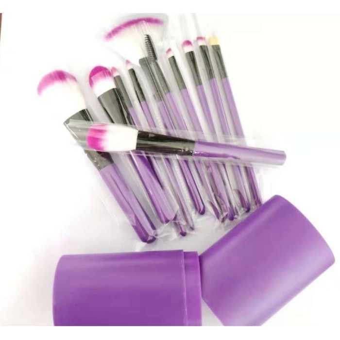 MAKE UP BRUSH SET 12 KUAS SET IN TUBE RIAS MAKEUP TABUNG