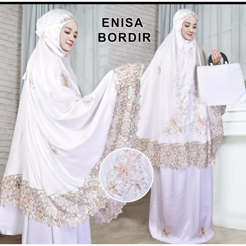 mukena enisa bordir Mukena Luna Maya Dewasa Renda Bordir Terbaru 2020