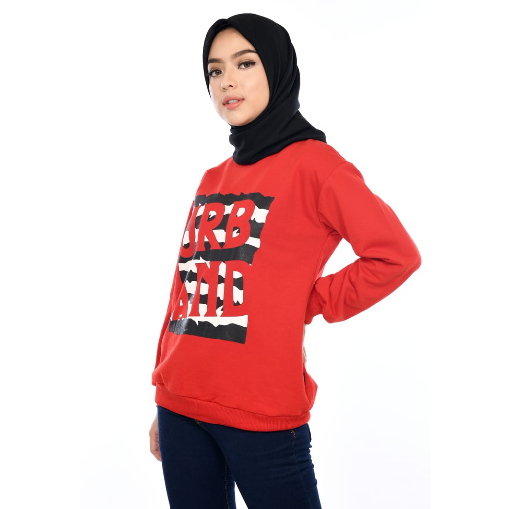 X Urband Sweater Oblong Wanita Kirei Crewneck A143