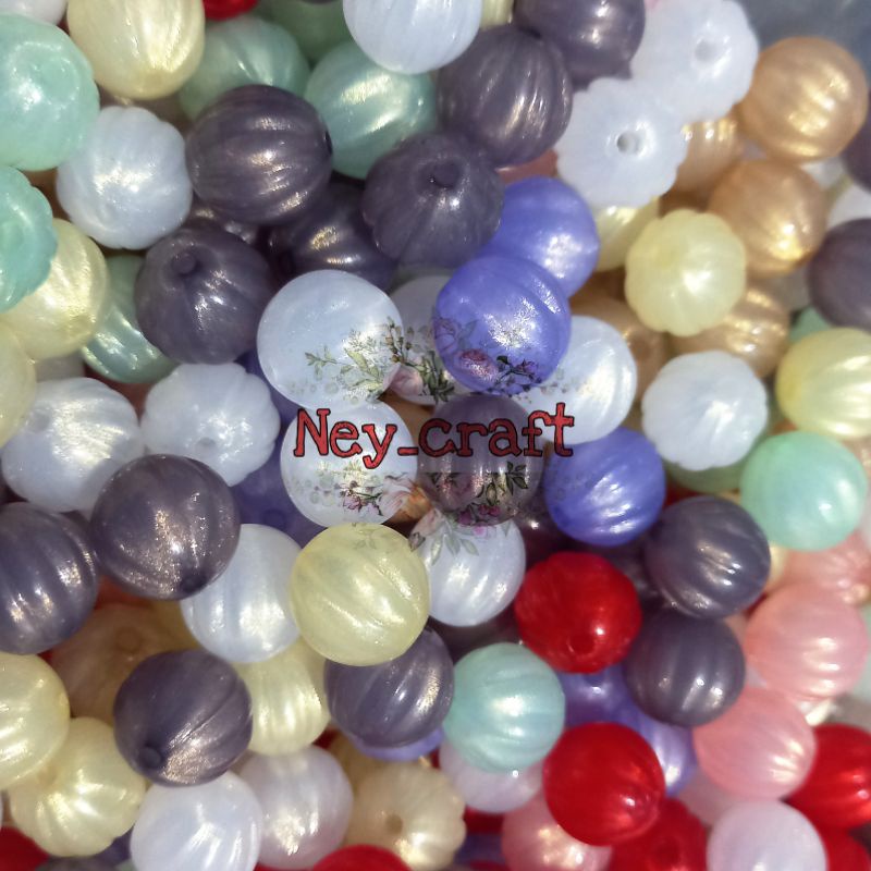 ( 10 pcs ) manik marmer cermai 10 mm kilap / manik mote marmer cereme kilap