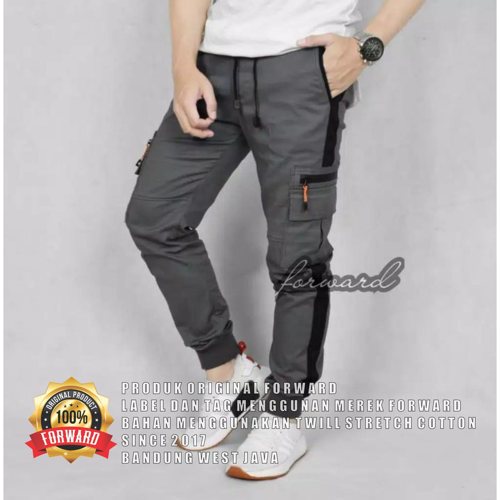 Celana Joger Jogger Cargo Pria List Forward