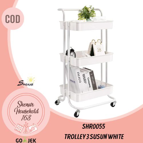 BISA COD , RAK TROLI SALON UTILITY CART ROLLING 3 TIER SERVICE RAK SERBAGUNA/TROLEY SALON ABS PLASTIC TERMURAH UNIK VIRAL - SHENAR