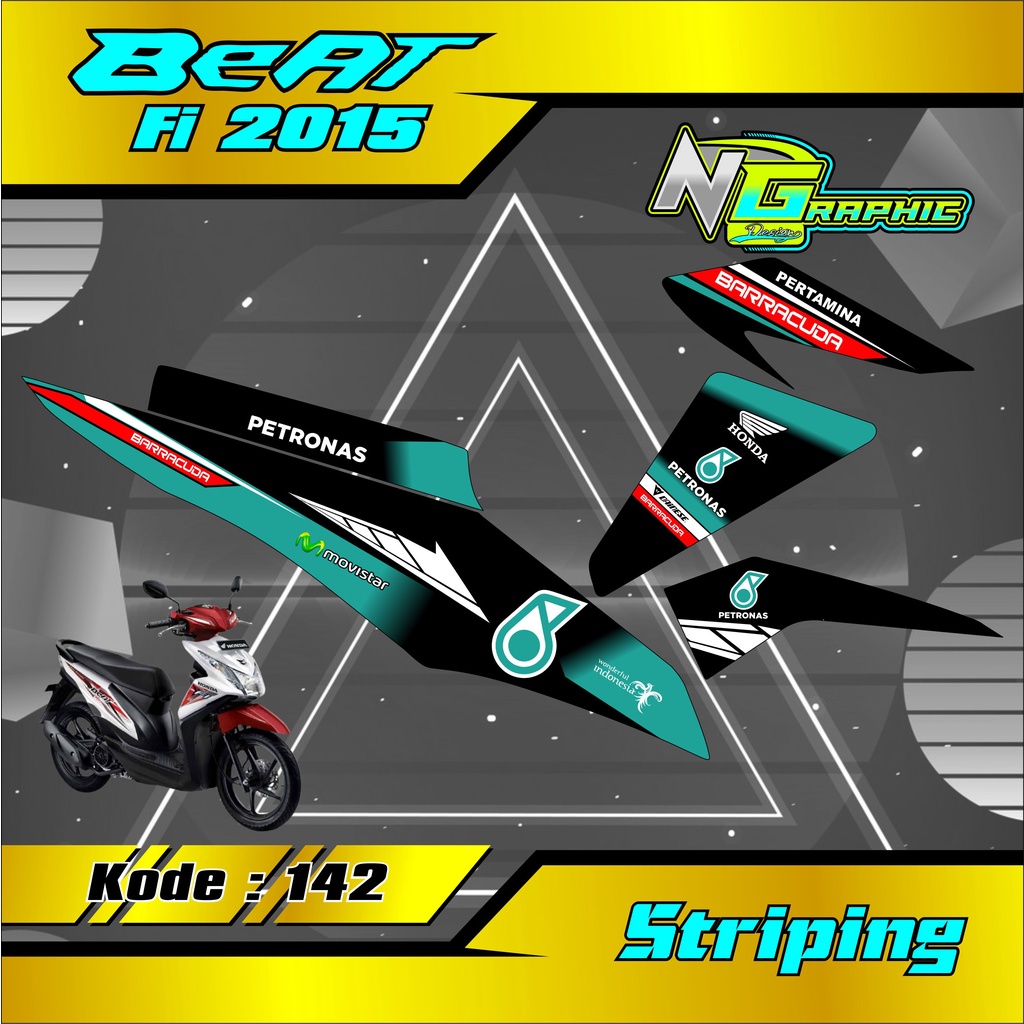 Stiker Motor BEAT  2015/16 Fi / F1 Lama Sticker Striping Variasi Honda List Petronas