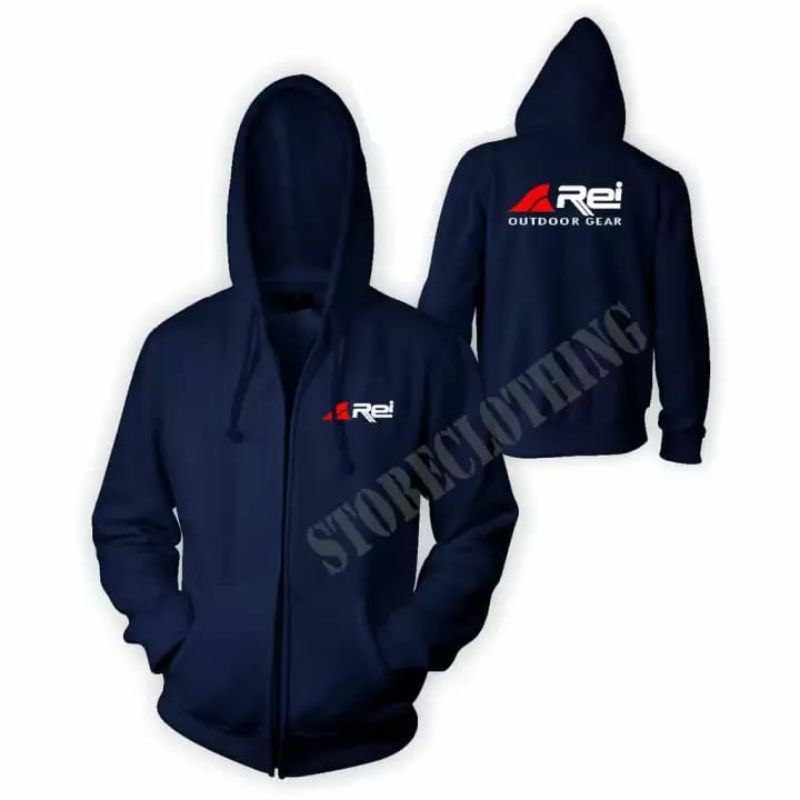 JAKET SWEATER HOODIE ZIPPER REI OUTDOOR NAVY PRIA/WANITA