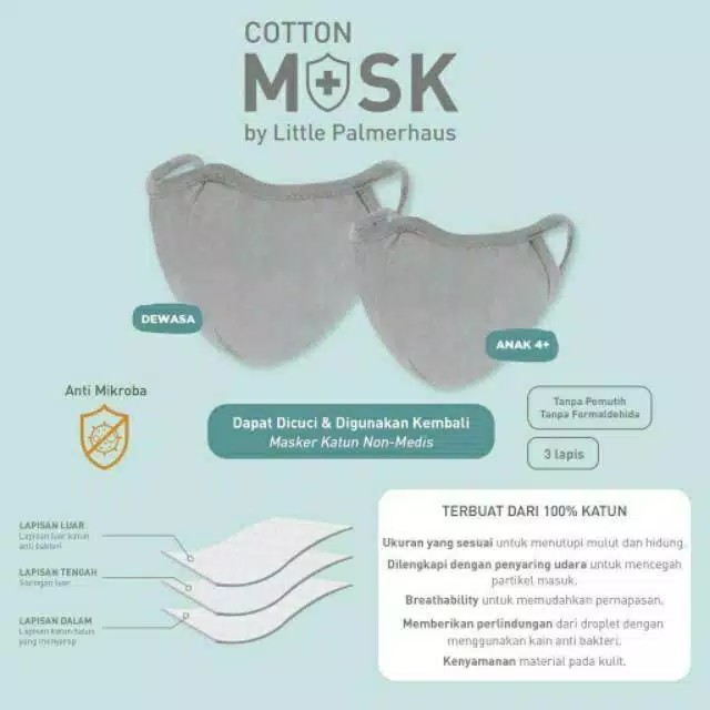 Masker kain katunLittle Palmerhaus Dewasa dan anak