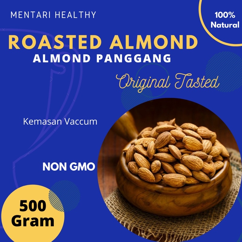 Roasted Almond Whole 500gr / Kacang Almond Panggang Utuh 500gr