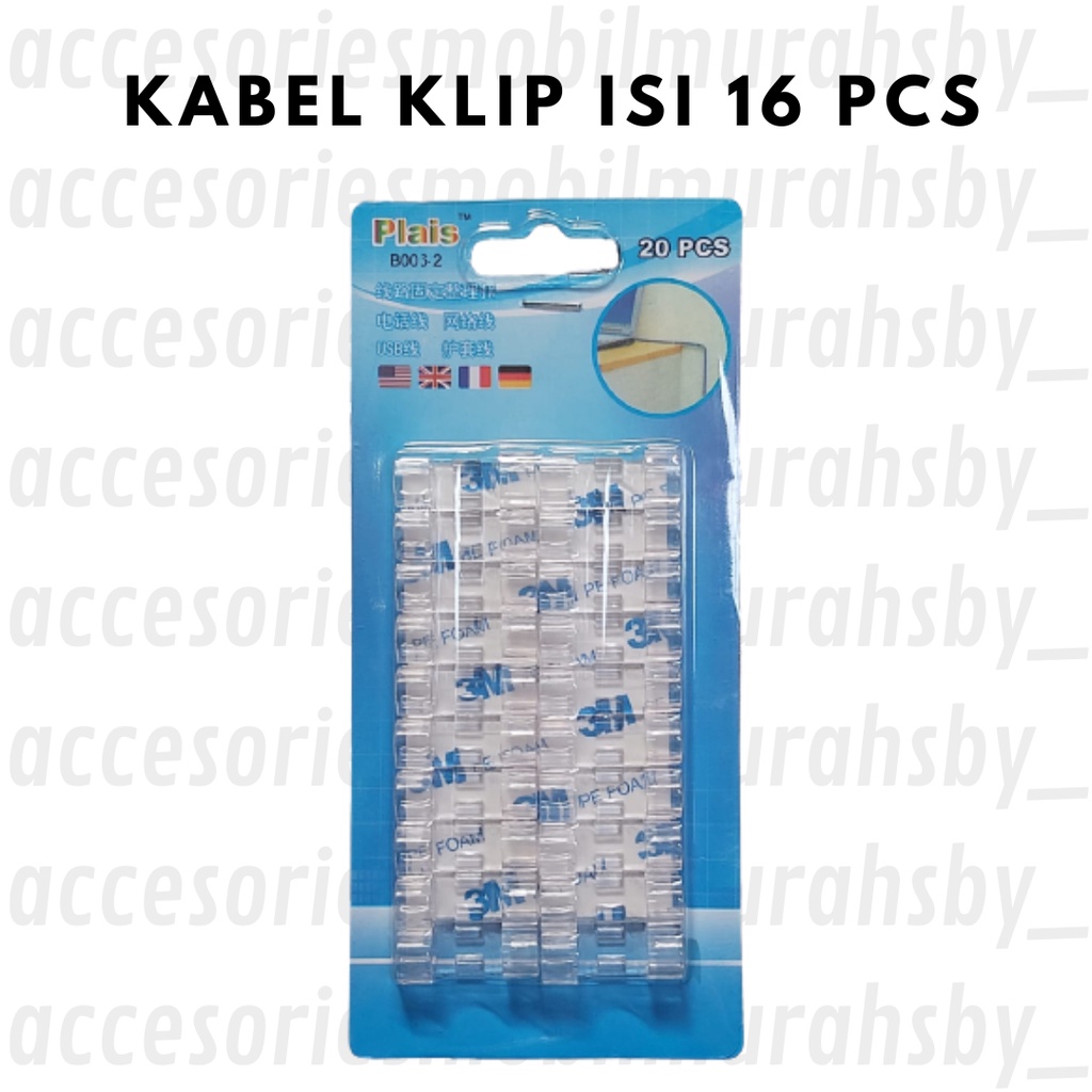 Klip Kabel Organizer Isi 20 Pcs / Perekat Kabel / Penjepit Kabel Klip Tempel Dinding Isi 20 Pcs