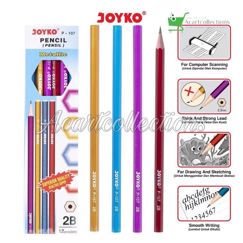 

PENSIL 2B JOYKO METALIC P-107 1PACK
