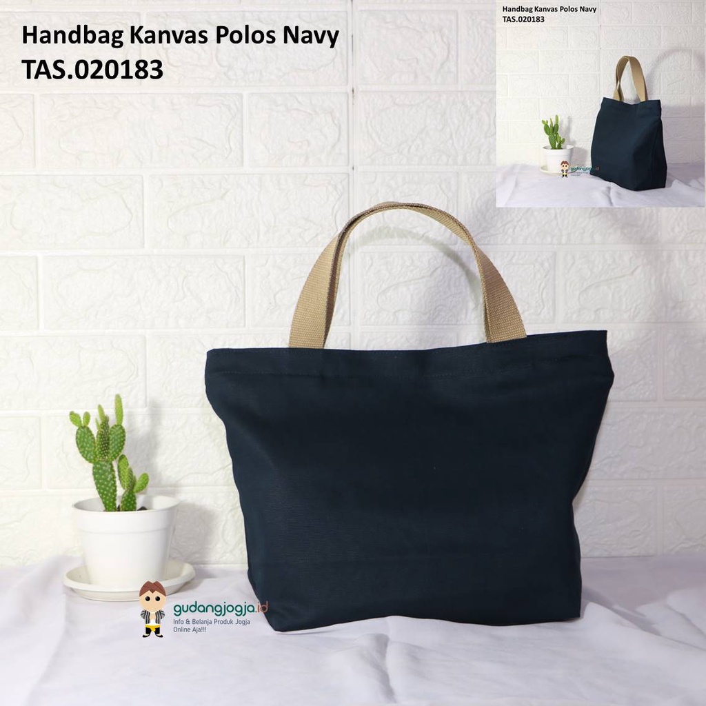 HANDBAG KANVAS / TAS JINJING KANVAS WARNA NAVY / BIRU DONGKER. GUDANGJOGJA.ID