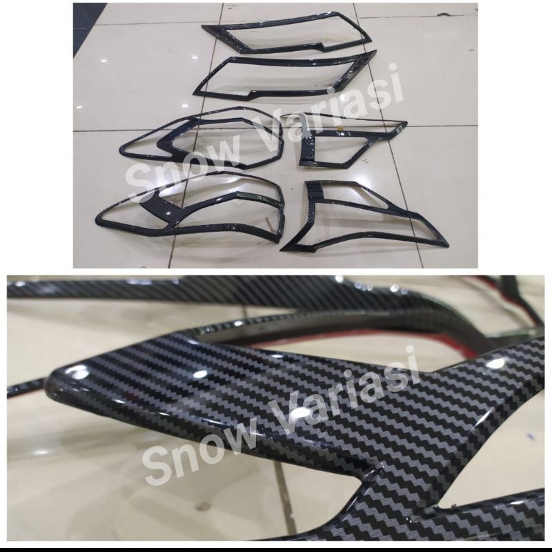 Paket Garnish Lampu Depan Belakang All New Rush Terios 2018 2020 2022 2023 Up GR SPORT Carbon