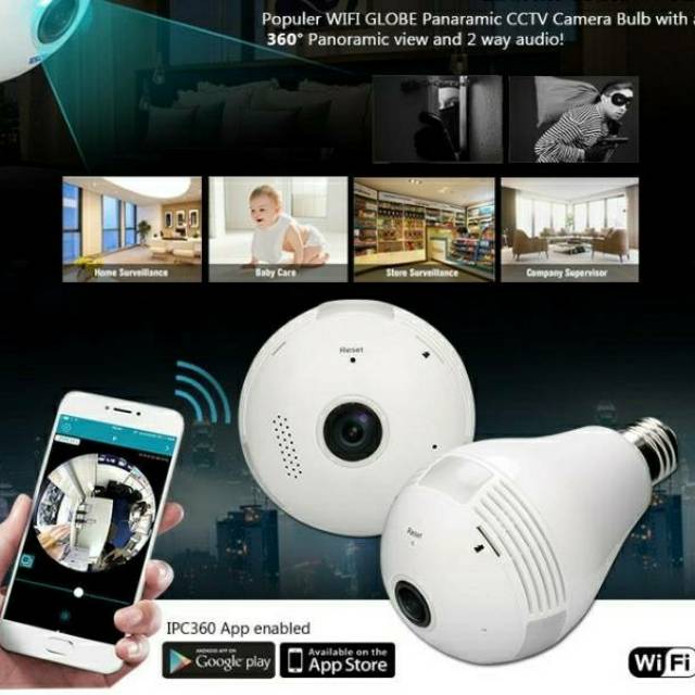 CCTV WIFI IP CAM BOHLAM.LAMPU LED 360&quot; untuk penyamaran