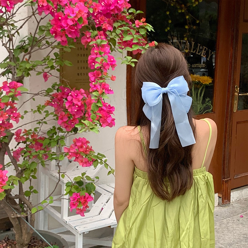 KOREAN LONG BIG FAIRY RIBBON PITA BOW PANJANG JEPIT RAMBUT KAIN LEMBUT AKSESORIS HIASAN RAMBUT JEPITAN KOREA STYLE CUTE CANTIK LEMBUT GIRLY FEMINIM ELEGAN PUTIH PINK WARNA POLOS SOFT COLOR PRETTY HAIR SNAP HAIRCLIP