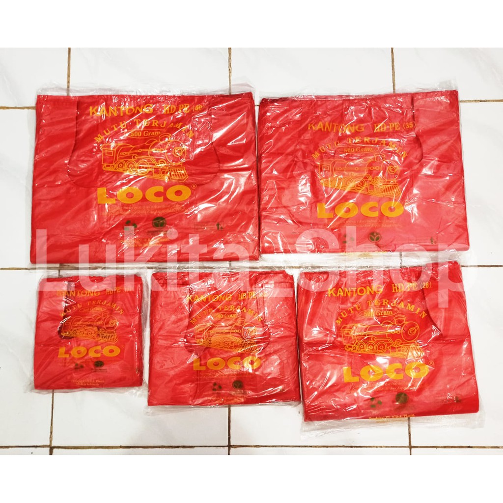 Kantong Plastik Kresek LOCO HDPE Merah (TEBAL) Uk 17 - 40