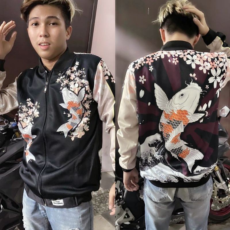 Jaket Sukajan art Koi /Jaket Koi Kozaru/Jaket Japan