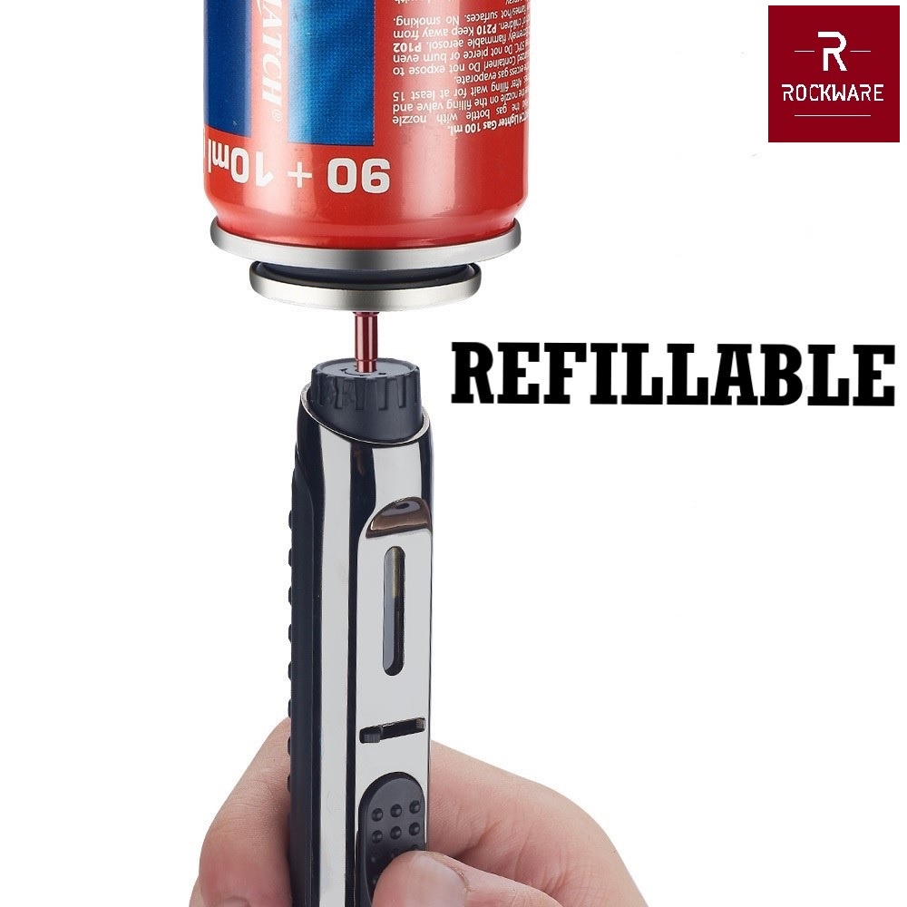 ROCKWARE RW-K7 - Precision Torch Butane Jet Flame Lighter Refillable