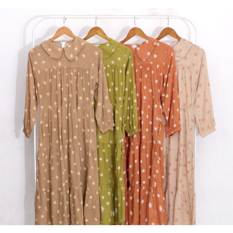 DRESS MIDI KERAH DAUN FLORAL ARABELLE