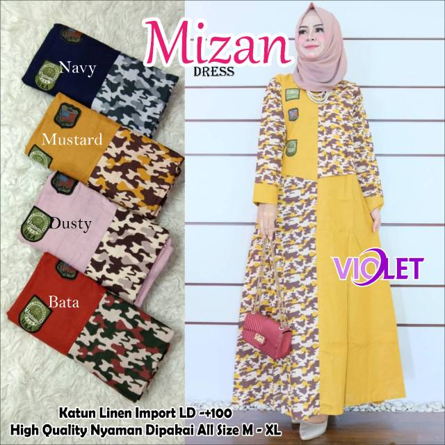 Mizan dress, katun linen import LD -+100 Hight Quality Nyaman dipakai all size M-XL