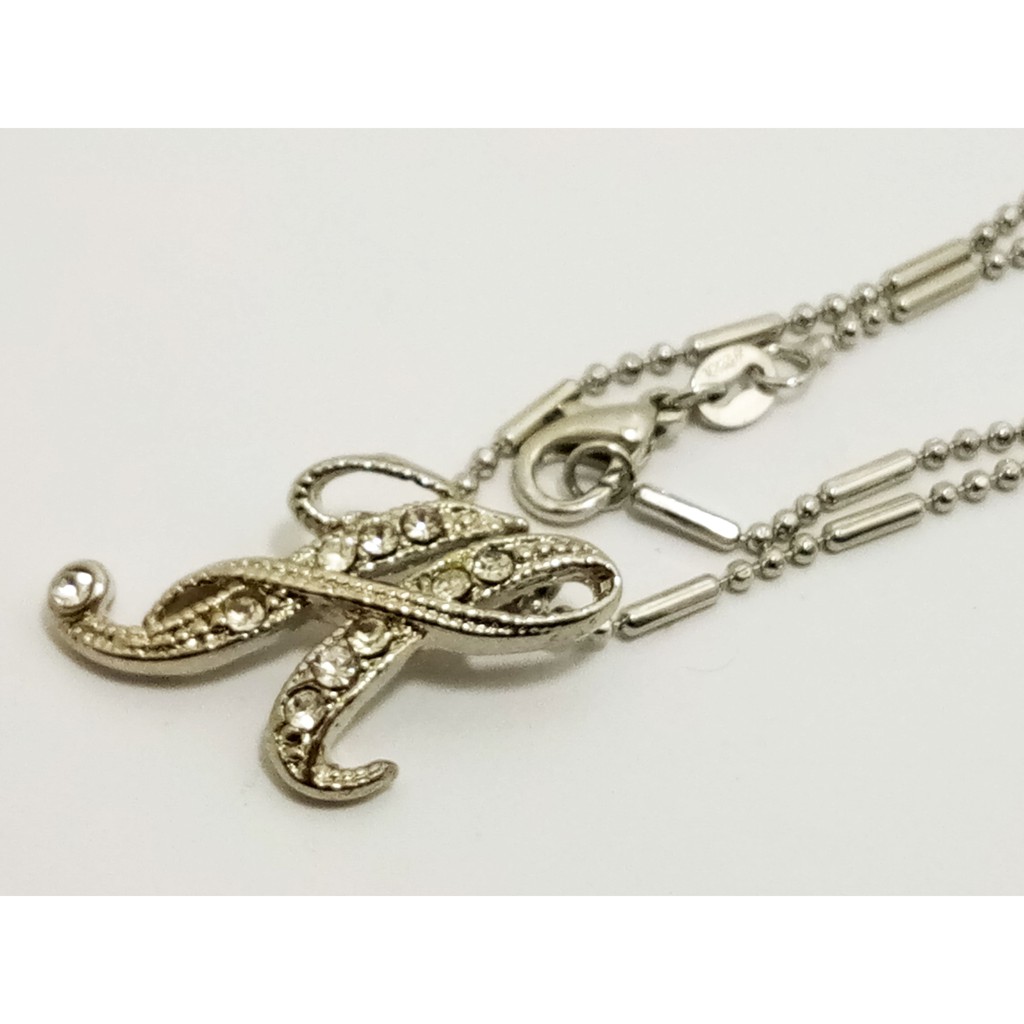 VeE Kalung Liontin Huruf Abjad H Kristal Swarovski