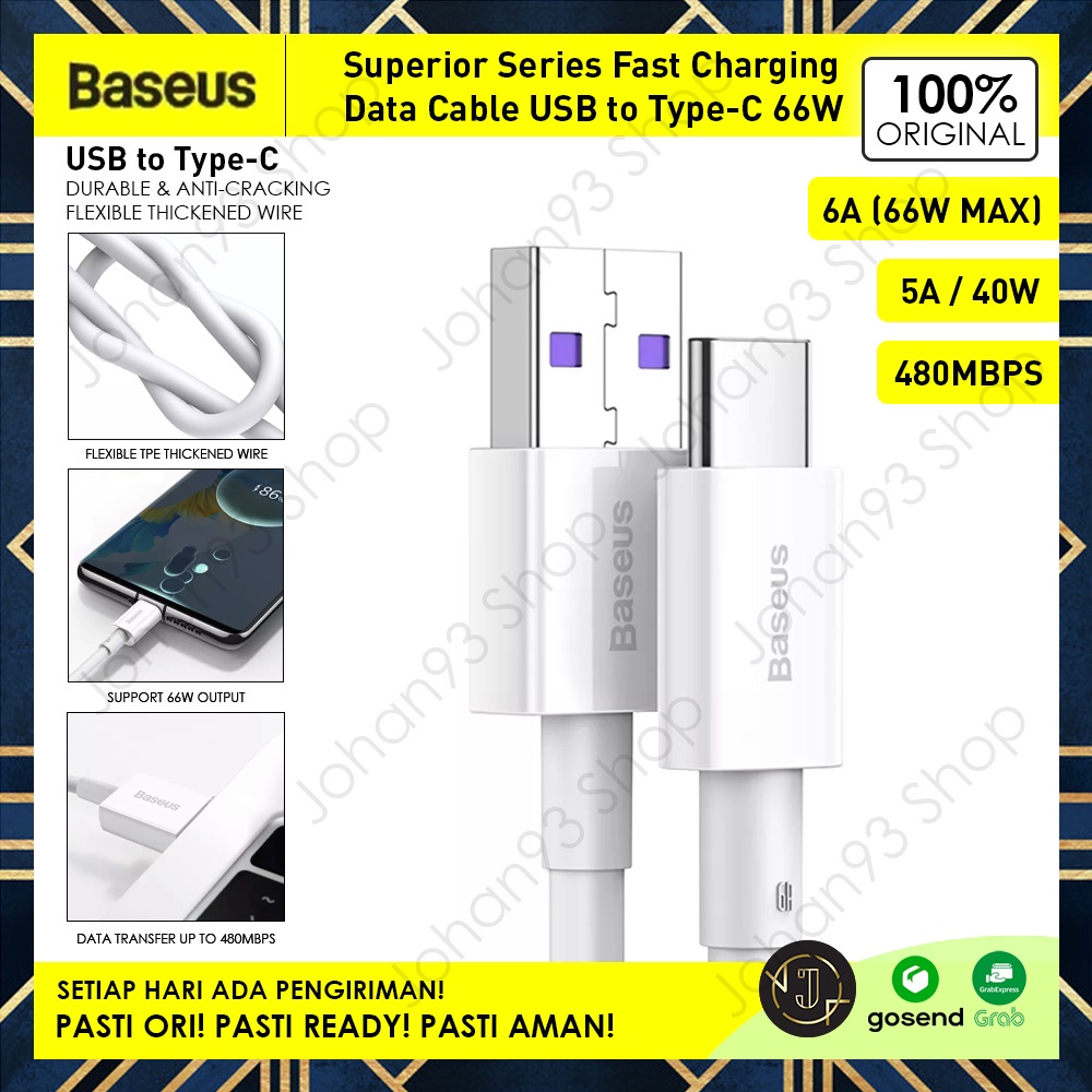 BASEUS USB to Type-C up to 66W Data Cable Fast Charging Android
