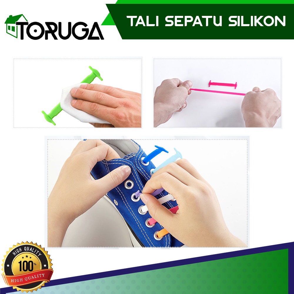 Tali Sepatu Premium Silikon Elastis Shoe Laces Karet Shoelace Silicon Sepasang Sepatu