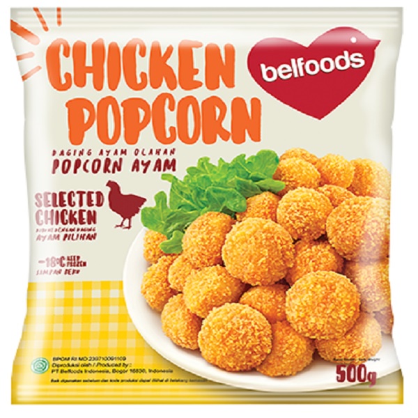 CHICKEN POPCORN BELFOODS 500GR HALAL BOLA AYAM TEPUNG