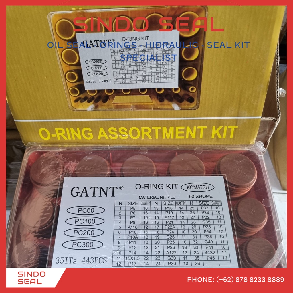 ORING BOX KIT RED SILIKON SILICONE GATNT KOMATSU 90 SHORE