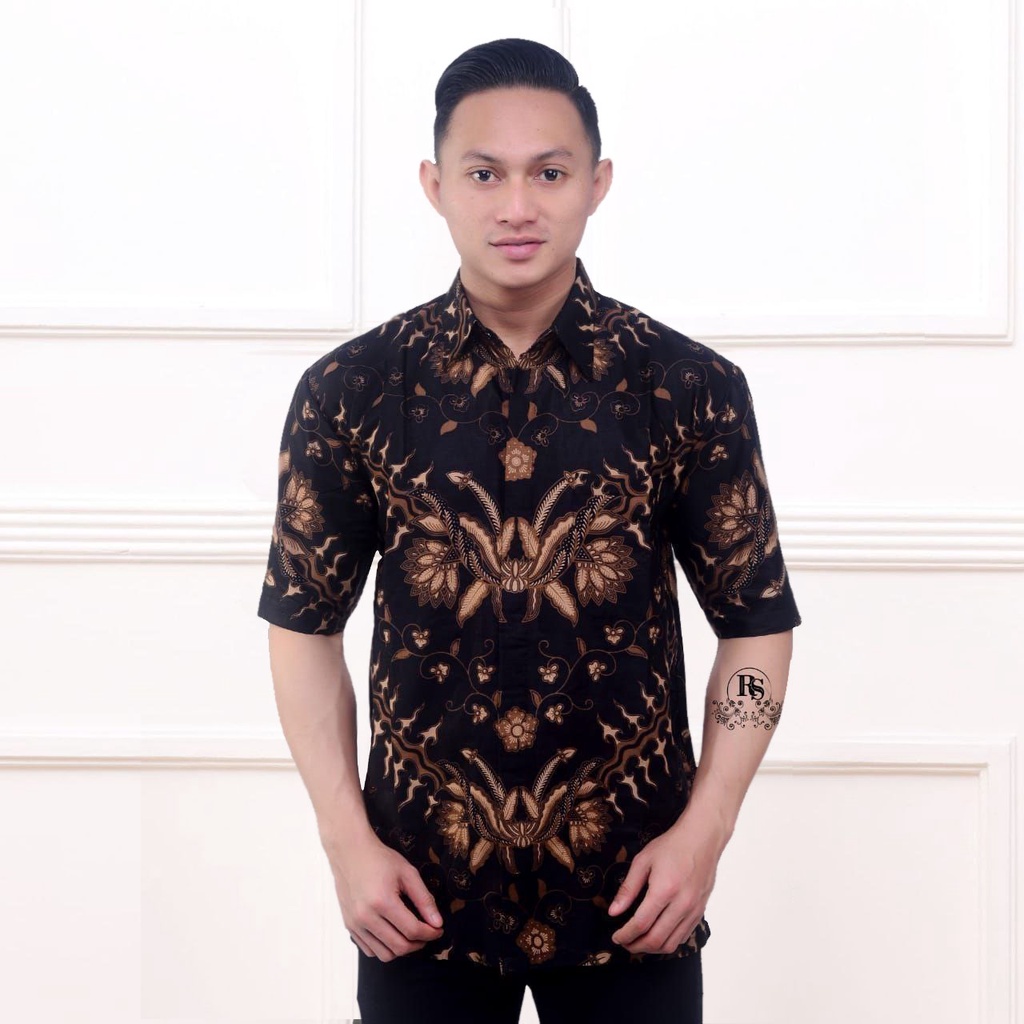 Kemeja Batik Pria Lengan Pendek Katun Primis Premium Halus M L XL XXL Baju Batik Pria Lengan Pendek HRB026 motif TERBARU Kode 002 Big Size M L XL XXL Reguler Fit Seragam