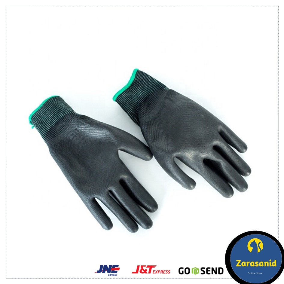 Sarung Tangan Karet Palm Fit Glove Mekanik Motor Hitam Safety Kerja