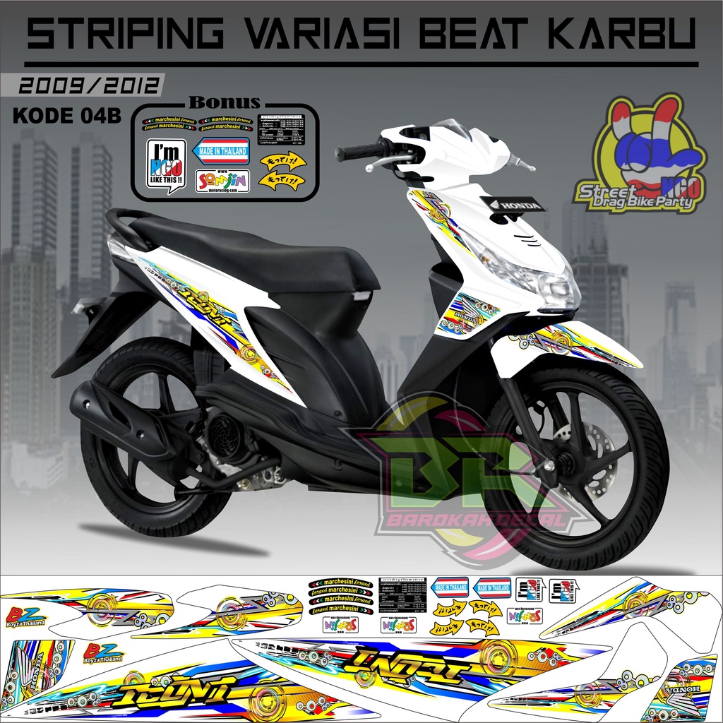 Striping Beat Karbu Stiker Lis Motor Beat Karbu kode 04