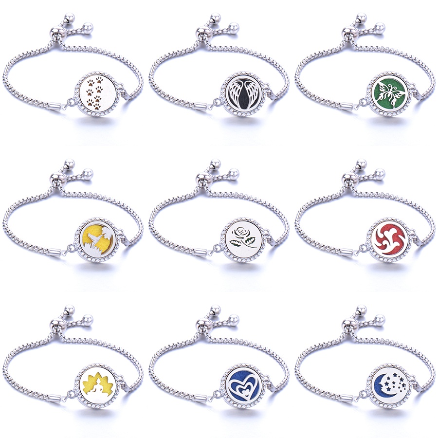 Gelang Aromaterapi Pengusir Nyamuk Model Hollow Bahan Titanium Steel Warna Silver Untuk Pria Dan Wanita Butterfly Moon