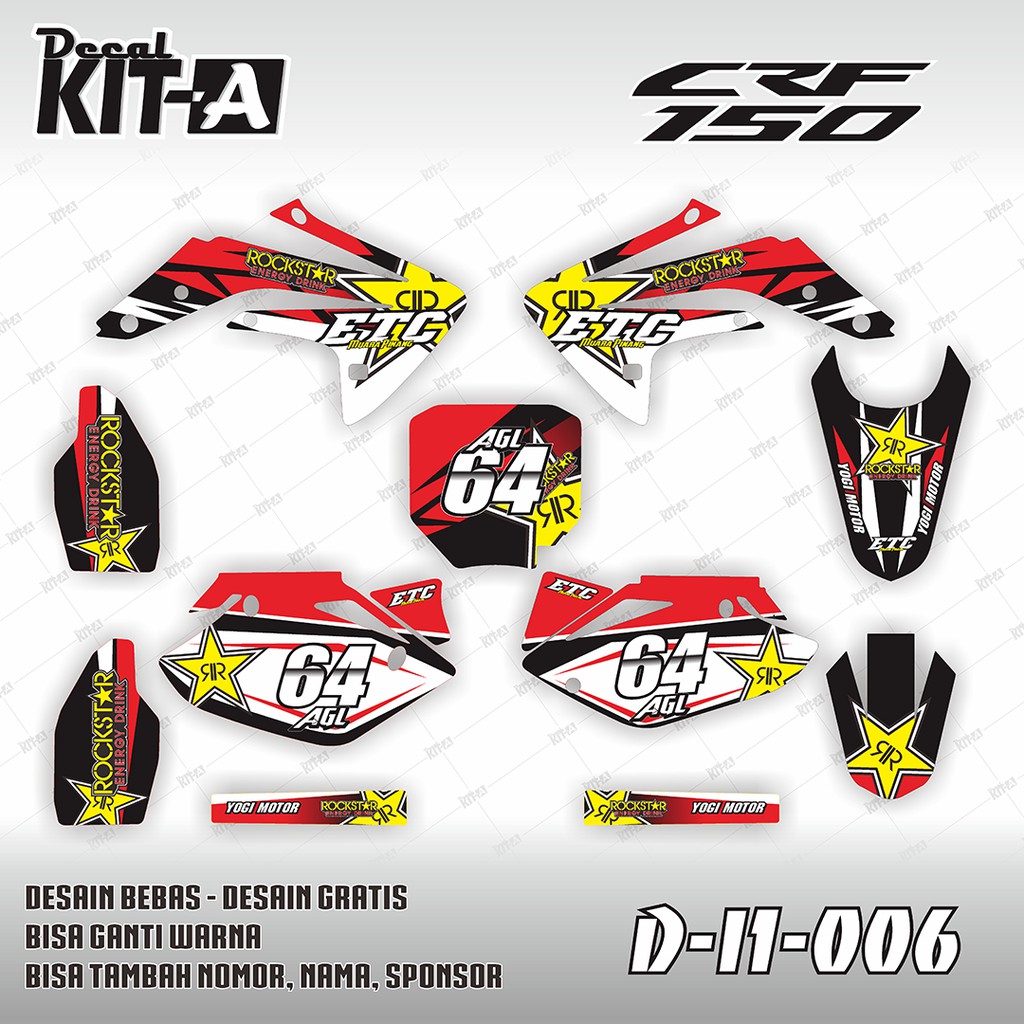 Decal Stiker Motor Honda Crf 150 Dekal Sticker Striping Rockstar