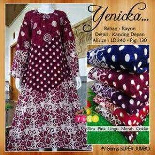 Daster Lengan Panjang Super Jumbo Kancing Dada ( BUSUI FRIENDLY ) YENICKA Series Pilih Motif Kekinian Rayon Adem