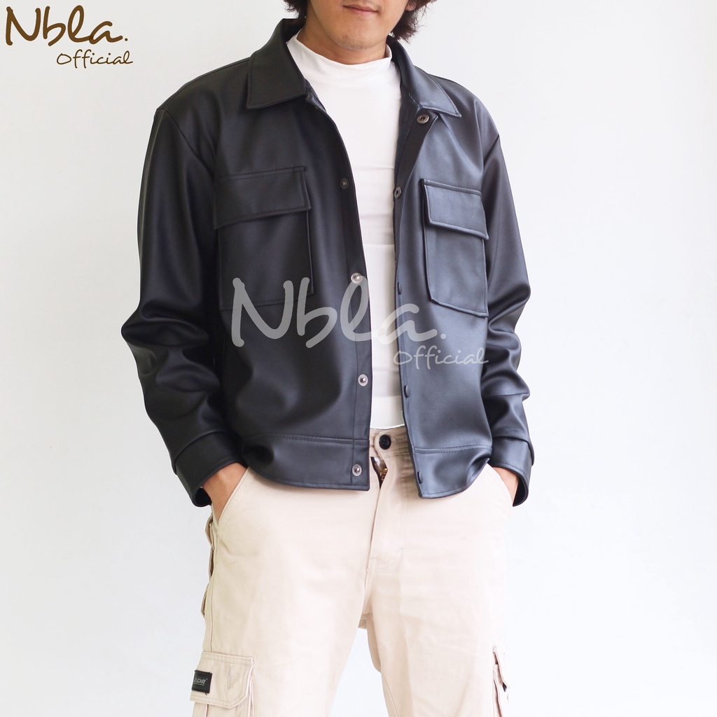 Kemeja Kulit pria Jaket Kemeja Kulit Pria Kemeja Hitam Kulit Pria Jaket Pria Korea Oversized Leather