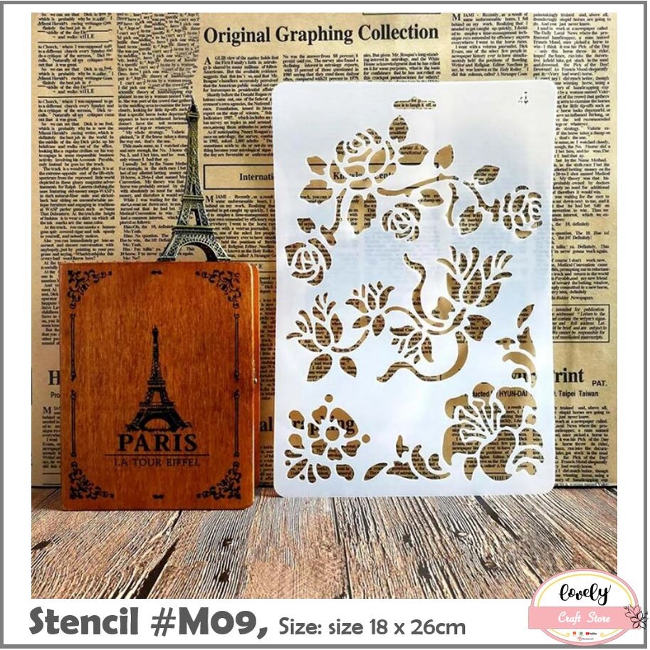 

LovelyCraftStore | M09 ~ Plastic Stencil Plastik Stensil Cetakan Stensil Lukis, Baking, Journal, Scrapbook, Bujo, Drawing, etc ~ Flowers, Bunga