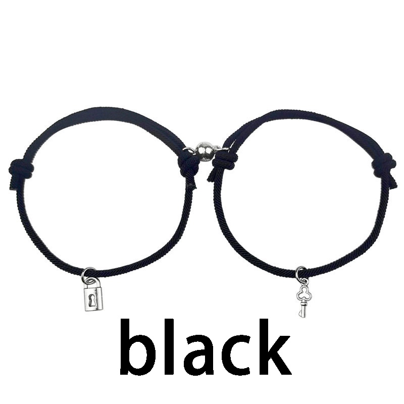 COD❤2 Pcs/set Baru Magnetik Beberapa Gelang Kunci Kunci Tali Tangan Pacar Dikepang Gelang Hari Valentine Hadiah Aone