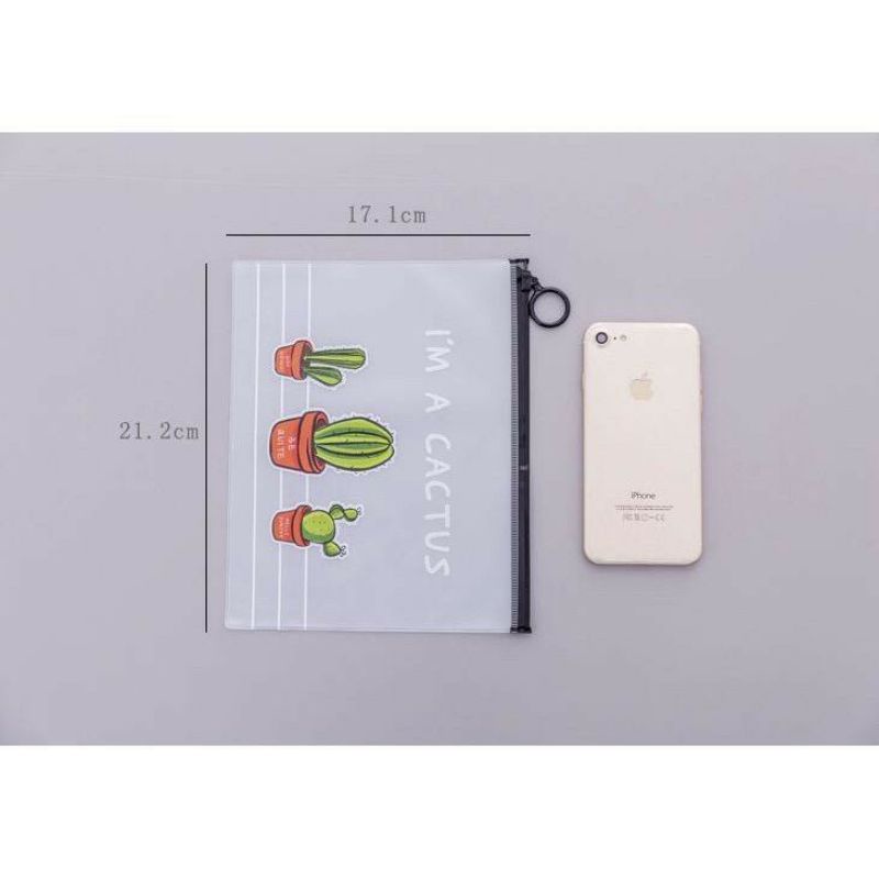 Tempat Pensil Kaktus - Zipper Bag Cactus - Ziplock Motif Kaktus - Storage Bag - Pouch