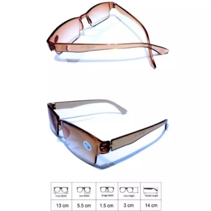 KACAMATA PLUS LENSA COKLAT GRADASI UNTUK RABUN DEKAT PRIA WANITA