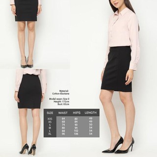 Terbaru Black Cotton Office Skirt Rok  Pendek  Wanita Span  